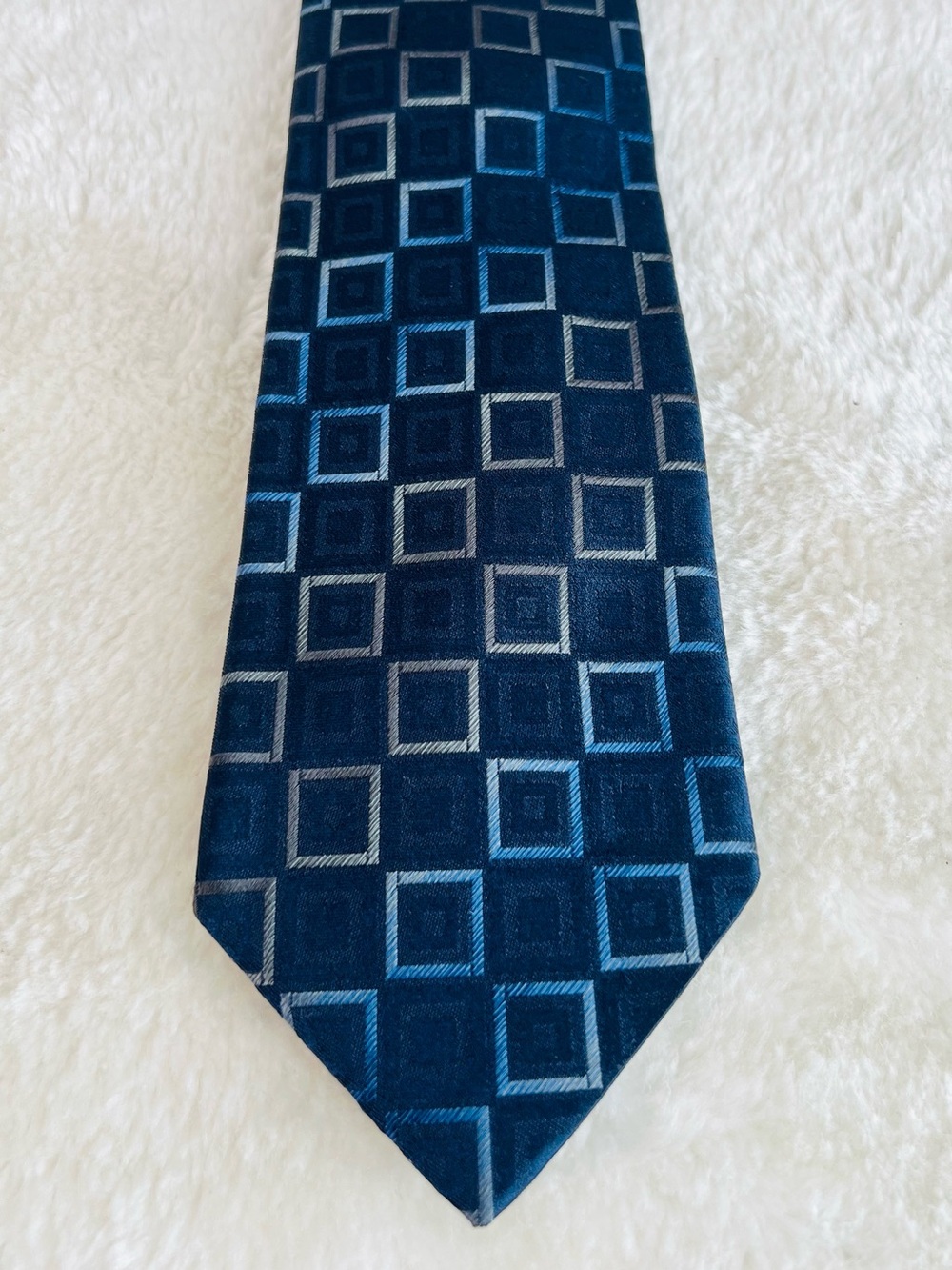 Canali Deep Blue Geometric Square Silk Tie